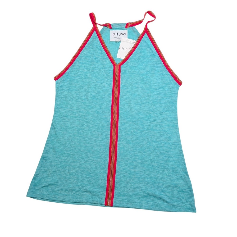 NWT Pitusa Mini Sundress Petite Mint Inca Trim Beach Cover Up MSRP $95
